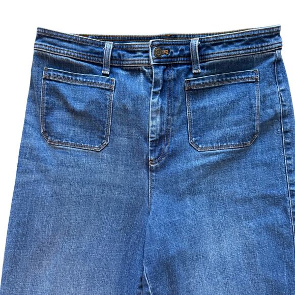 Talbots Jeans Womens Sz 12 Blue Flawless High Waist Rise Wide Crop Boho - Picture 2 of 15